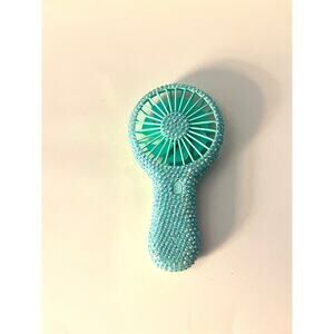 Blue Rhinestone Handheld Fan: Glam Rechargeable Personal Fan